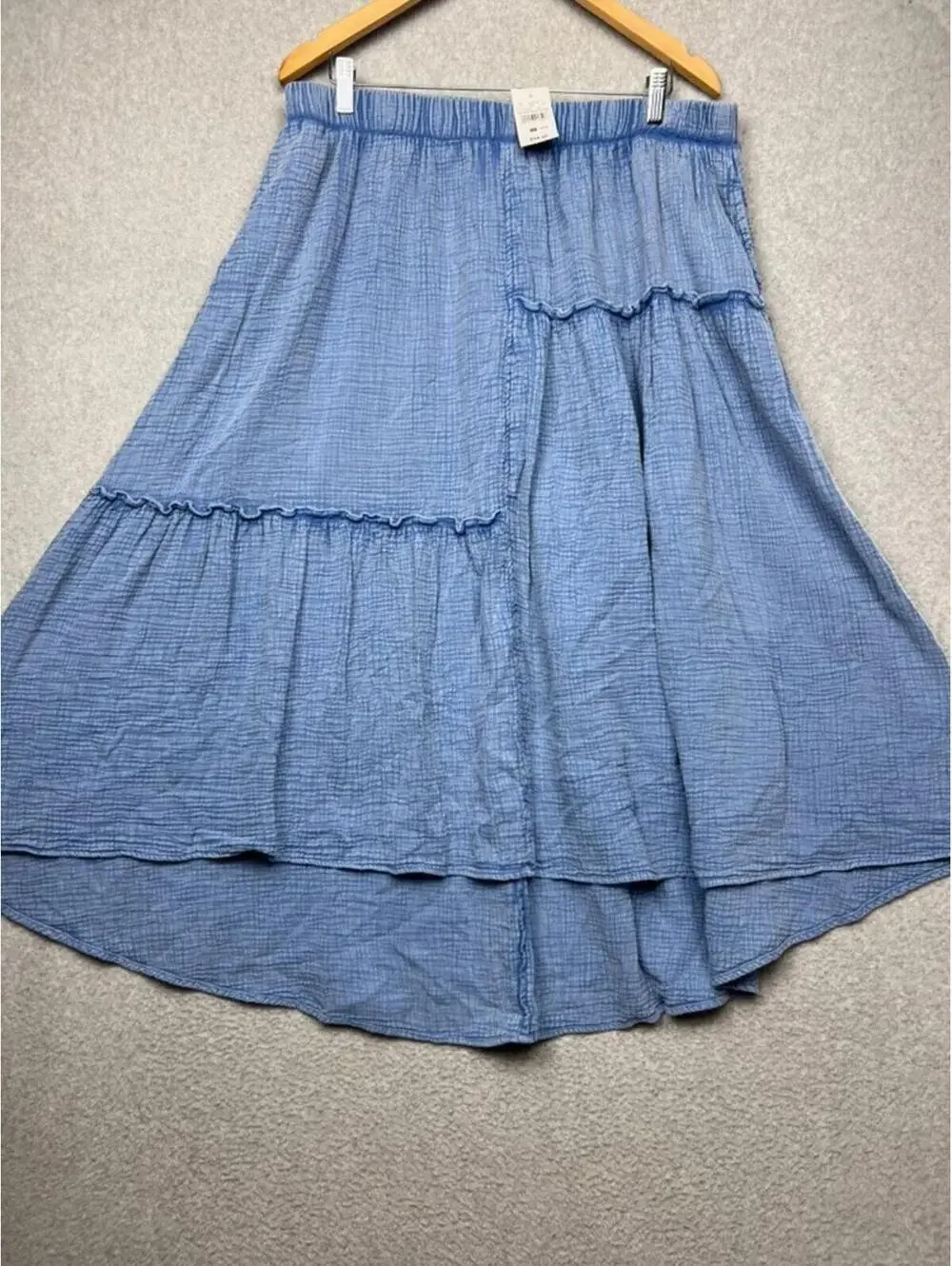 NWT Lane Bryant Double Gauze Tiered Maxi Skirt 18/20 Blue Coastal Grandma Boho